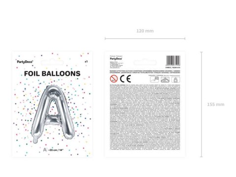 Balon foliowy Litera A, 35cm, Srebrna Balon foliowy Litera A, 35cm, Srebrna