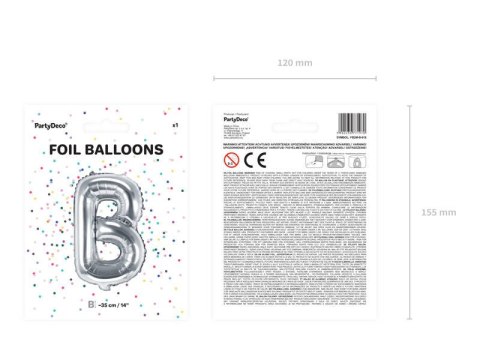Balon foliowy Litera B, 35cm, Srebrna Balon foliowy Litera B, 35cm, Srebrna