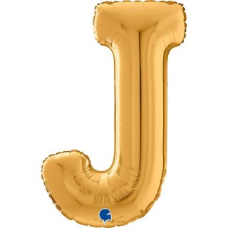 Balon foliowy Litera J, 66cm, Złota