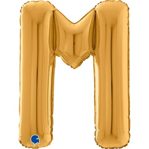 Balon foliowy Litera M, 66cm, Złota Balon foliowy Litera M, 66cm, Złota