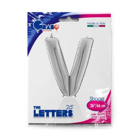 Balon foliowy Litera V, 66cm,Srebrna Balon foliowy Litera V, 66cm,Srebrna