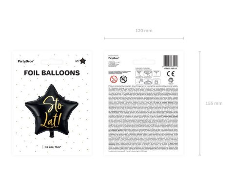 Balon foliowy Sto lat! Czarna gwiazda 40 cm Balon foliowy Sto lat! Czarna gwiazda 40 cm