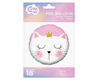 Balon foliowy okrągły Kotek, różowy, 45 cm Balon foliowy okrągły Kotek, różowy, 45 cm