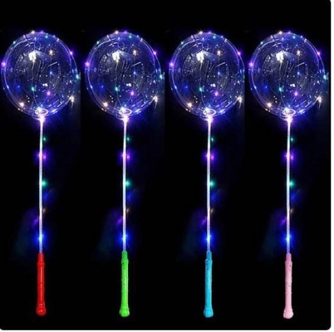 Balon przeźroczysty bobo z lampkami led na patyku 50cm, 1 kompl. Balon przeźroczysty bobo z lampkami led na patyku 50cm, 1 kompl.