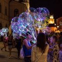 Balon przeźroczysty bobo z lampkami led na patyku 50cm, 1 kompl.