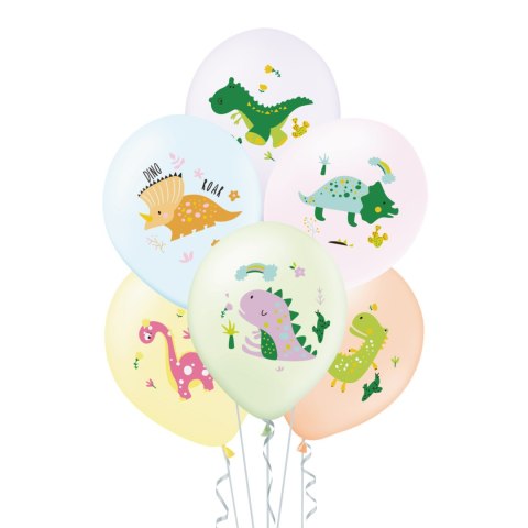 Balony Dinozaury, pastelowe Dino 30cm, 6 szt. Balony Dinozaury, pastelowe Dino 30cm, 6 szt.