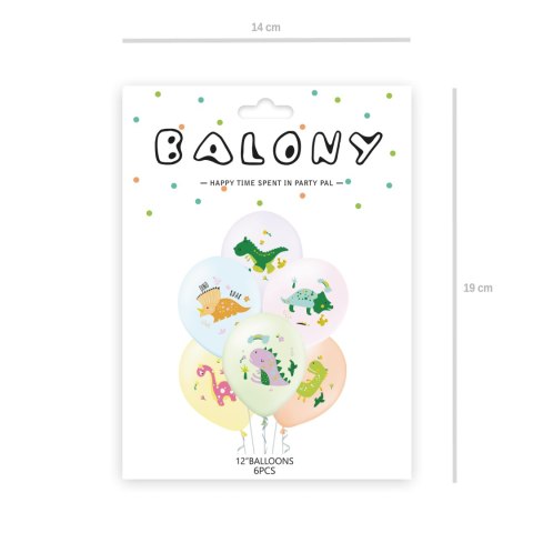 Balony Dinozaury, pastelowe Dino 30cm, 6 szt. Balony Dinozaury, pastelowe Dino 30cm, 6 szt.