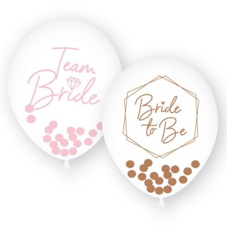 Balony Przeźroczyste z napisem Team Bride, Panieński, 28cm, 6 szt.