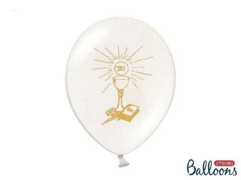 Balony lateksowe IHS I Komunia Święta, Białe Pastelowe, 27cm, 50szt Balony lateksowe IHS I Komunia Święta, Białe Pastelowe, 27cm, 50szt