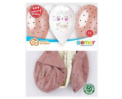 Balony lateksowe Kotki Meow 33 cm, 5 sztuk Balony lateksowe Kotki Meow 33 cm, 5 sztuk