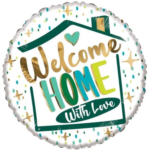 Eko Balon Foliowy powitalny Welcome home, okrągły 46 cm Eko Balon Foliowy powitalny Welcome home, okrągły 46 cm