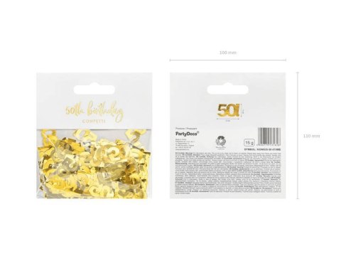 Konfetti metalizowane złote, liczba 50, 15g Konfetti metalizowane złote, liczba 50, 15g