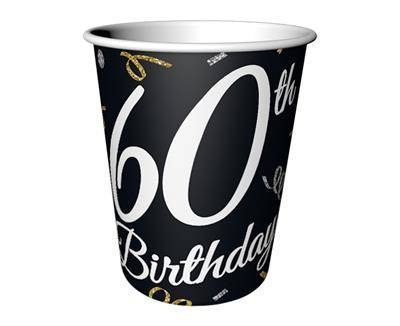 Kubeczki papierowe B&C 60 Birthday, 60 urodziny, 6 szt. Kubeczki papierowe B&C 60 Birthday, 60 urodziny, 6 szt.