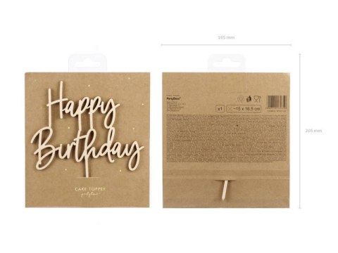 Topper drewniany urodzinowy Happy Birthday, 14cm Topper drewniany urodzinowy Happy Birthday, 14cm