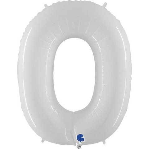 Balon Foliowy Cyfra 0, Biała Shiny 102cm Grabo Balon Foliowy Cyfra 0, Biała Shiny 102cm Grabo