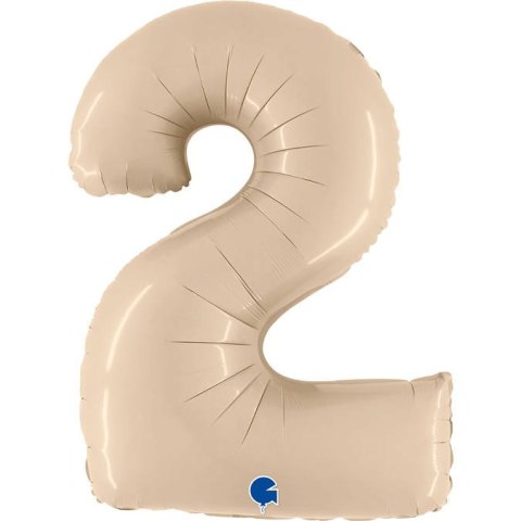 Balon Foliowy Cyfra 2, Satynowa Kremowa 102cm Grabo Balon Foliowy Cyfra 2, Satynowa Kremowa 102cm Grabo