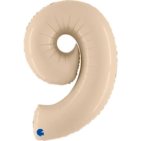 Balon Foliowy Cyfra 9, Satynowa Kremowa 102cm Grabo Balon Foliowy Cyfra 9, Satynowa Kremowa 102cm Grabo