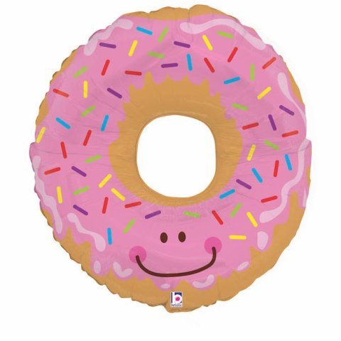 Balon Foliowy - Kolorowy pączek uśmiechnięty donut 76cm, Grabo Balon Foliowy - Kolorowy pączek uśmiechnięty donut 76cm, Grabo