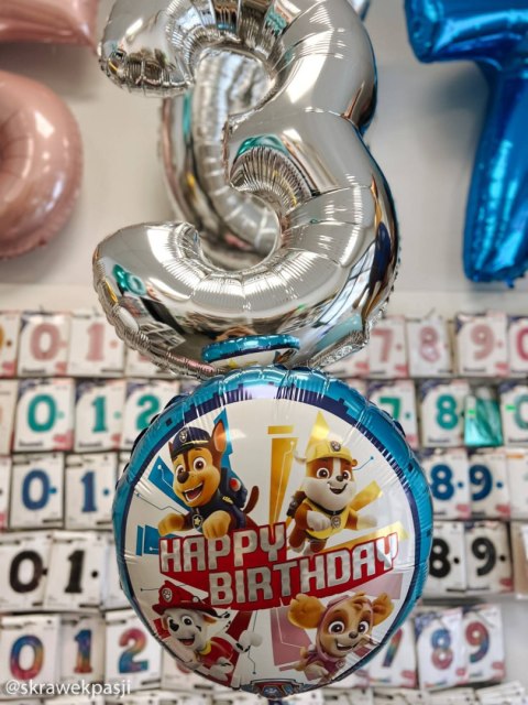 Balon foliowy Psi Patrol okrągły niebieski, Happy Birthday 46 cm Balon foliowy Psi Patrol okrągły niebieski, Happy Birthday 46 cm