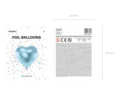 Balon foliowy Serce 45cm, błękitne Balon foliowy Serce 45cm, błękitne