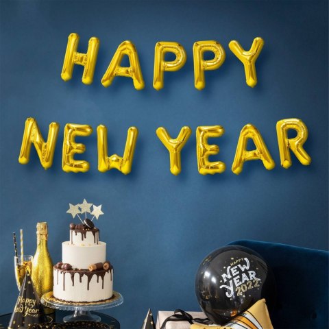 Balon foliowy napis Happy New Year złoty Balon foliowy napis Happy New Year złoty