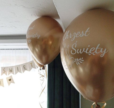 Balony Chrzest Święty złote Chrome, 30cm, 10 szt. Balony Chrzest Święty złote Chrome, 30cm, 10 szt.