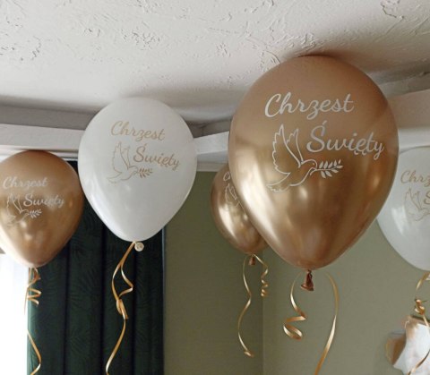Balony Chrzest Święty złote Chrome, 30cm, 10 szt. Balony Chrzest Święty złote Chrome, 30cm, 10 szt.