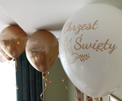 Balony Chrzest Święty złote Chrome, 30cm, 50 szt. Balony Chrzest Święty złote Chrome, 30cm, 50 szt.