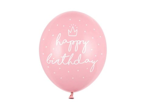 Balony Różowe urodzinowe, Happy Birthday 30cm, 6 szt. Balony Różowe urodzinowe, Happy Birthday 30cm, 6 szt.