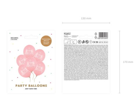 Balony Różowe urodzinowe, Happy Birthday 30cm, 6 szt. Balony Różowe urodzinowe, Happy Birthday 30cm, 6 szt.
