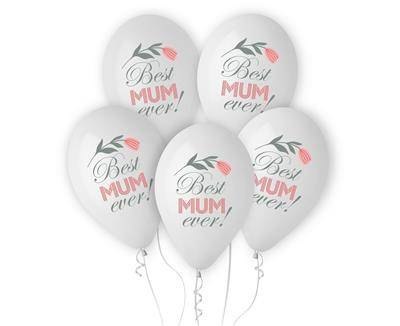 Balony lateksowe Best Mum Ever 30cm, 5 szt. Balony lateksowe Best Mum Ever 30cm, 5 szt.