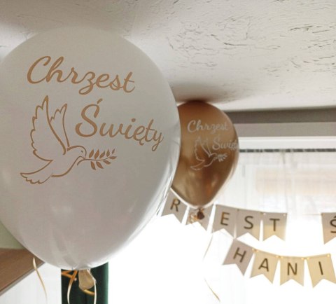 Balony lateksowe Chrzest Święty białe, złoty nadruk 50 szt. Balony lateksowe Chrzest Święty białe, złoty nadruk 50 szt.