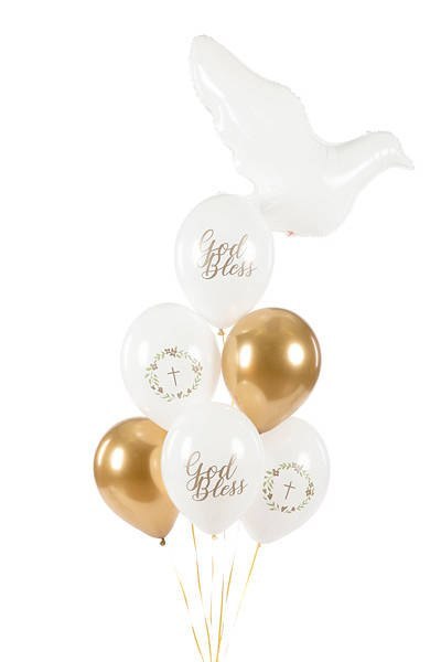 Balony lateksowe God Bless, Komunia Święta 30cm, 6 sztuk Balony lateksowe God Bless, Komunia Święta 30cm, 6 sztuk