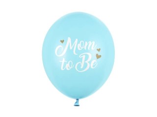 Balony lateksowe Mom to be, pastelowy niebieski 30cm, 6 sztuk