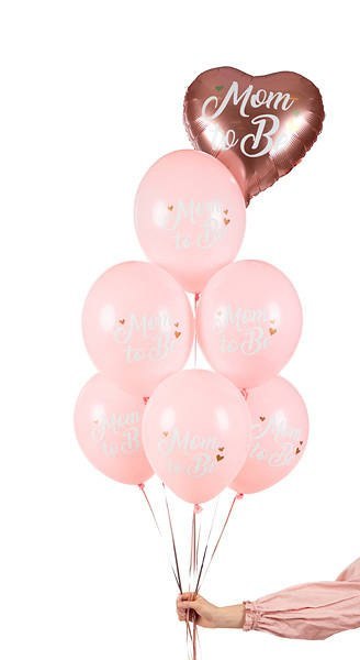 Balony lateksowe Mom to be, pastelowy różowy 30cm, 50 sztuk Balony lateksowe Mom to be, pastelowy różowy 30cm, 50 sztuk