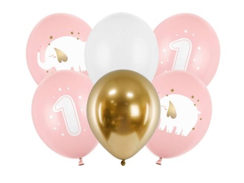 Balony lateksowe Roczek słonik, pastelowe różowe 30cm, 6 sztuk Balony lateksowe Roczek słonik, pastelowe różowe 30cm, 6 sztuk