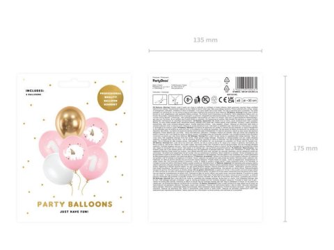 Balony lateksowe Roczek słonik, pastelowe różowe 30cm, 6 sztuk Balony lateksowe Roczek słonik, pastelowe różowe 30cm, 6 sztuk