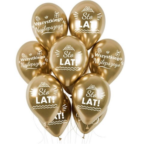 Balony lateksowe Urodzinowe Złote Chrome Sto Lat, 30cm, 10 szt. Balony lateksowe Urodzinowe Złote Chrome Sto Lat, 30cm, 10 szt.