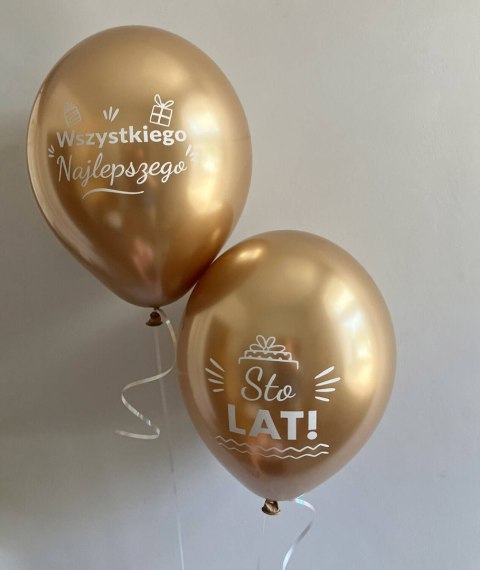 Balony lateksowe Urodzinowe Złote Chrome Sto Lat, 30cm, 10 szt. Balony lateksowe Urodzinowe Złote Chrome Sto Lat, 30cm, 10 szt.