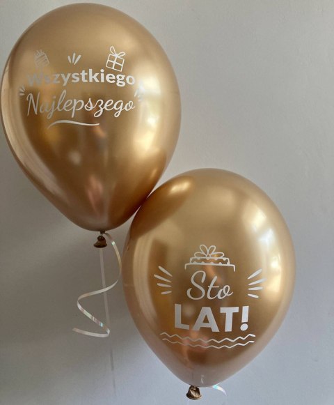Balony lateksowe Urodzinowe Złote Chrome Sto Lat, 30cm, 10 szt. Balony lateksowe Urodzinowe Złote Chrome Sto Lat, 30cm, 10 szt.