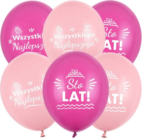 Balony lateksowe urodzinowe Sto Lat, różowe 30cm, 50 szt. Balony lateksowe urodzinowe Sto Lat, różowe 30cm, 50 szt.