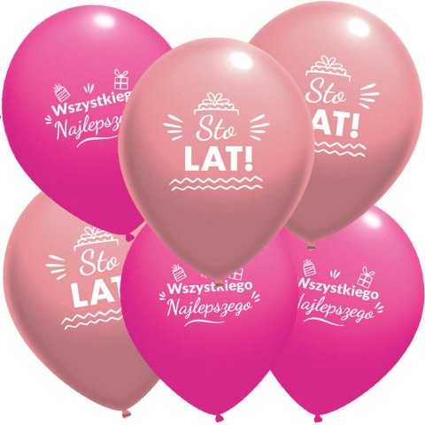 Balony lateksowe urodzinowe Sto Lat, różowe 30cm, 50 szt. Balony lateksowe urodzinowe Sto Lat, różowe 30cm, 50 szt.