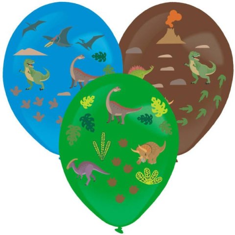 Balony lateksowe z naklejkami Dinozaurów, 35cm 3 sztuki Balony lateksowe z naklejkami Dinozaurów, 35cm 3 sztuki