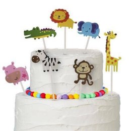 Dekoracje na tort babeczki Toppery zoo, zwierzątka 7 sztuk