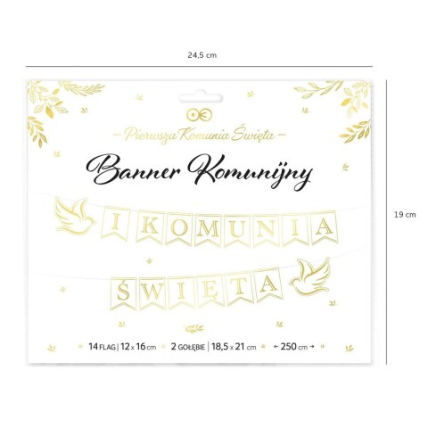 Girlanda, Baner I Komunia Święta, gołąbki 250 cm Girlanda, Baner I Komunia Święta, gołąbki 250 cm