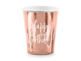 Kubeczki, różowe złoto Happy Birthday 260ml (1 op. / 6 szt.)