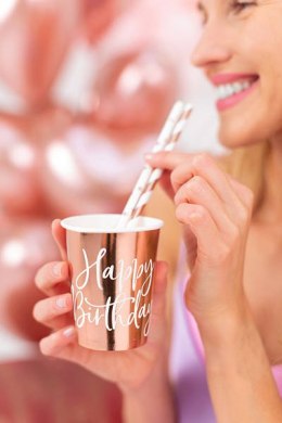 Kubeczki, różowe złoto Happy Birthday 260ml (1 op. / 6 szt.)