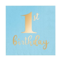 Serwetki 1st Birthday Roczek niebieskie, 33x33cm, 10 szt.