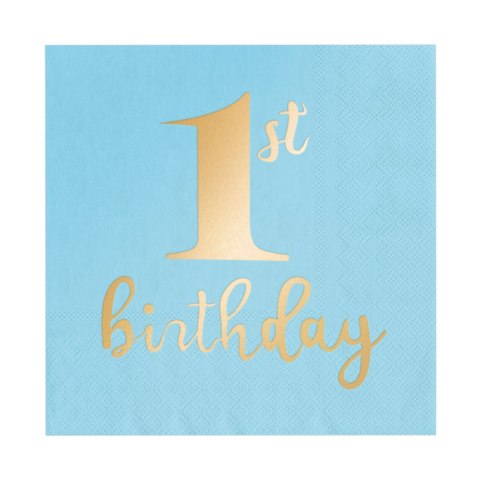 Serwetki 1st Birthday Roczek niebieskie, 33x33cm, 10 szt. Serwetki 1st Birthday Roczek niebieskie, 33x33cm, 10 szt.