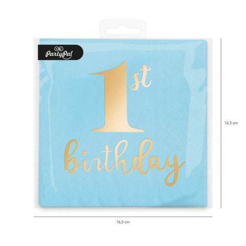 Serwetki 1st Birthday Roczek niebieskie, 33x33cm, 10 szt. Serwetki 1st Birthday Roczek niebieskie, 33x33cm, 10 szt.
